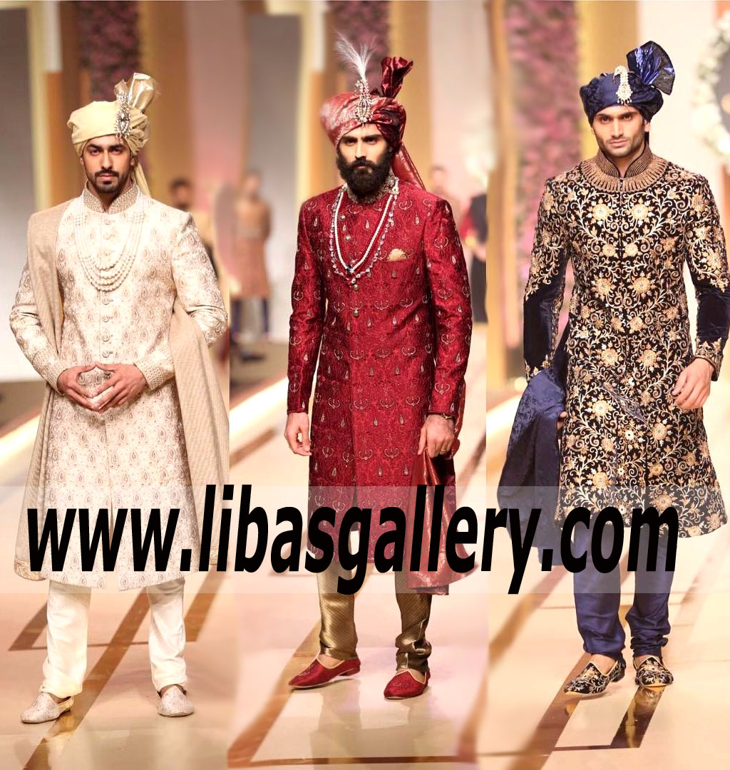 Ahsan`s Menswear`s Groom Sherwani collection at the QMobile HUM Bridal Couture Week 2017 Birmingham UK